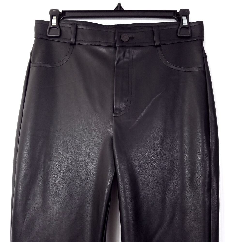 Zara Black Faux Leather Skinny Pants with Ankle Zip Size Medium - Picture 5 of 8